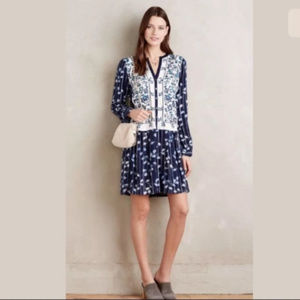 Anthro Tiny Semele Embroidery Floral Tunic Dress